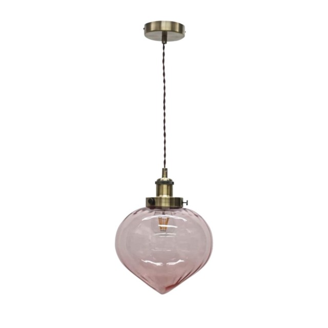 Layla - Pink Vintage Design Pendant Light with Antique Brass Flex Set