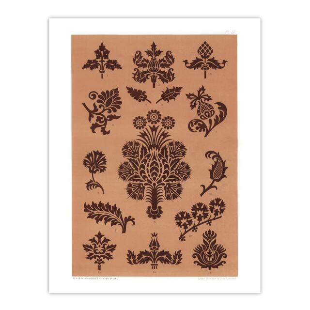 "Medieval Botanical Pattern GA and MA Audsley Huge Wall Art Poster Print 24X32"""