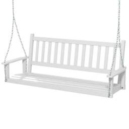 COSTWAY Porch Hanging Swing Chair Garden Swing Bench White White