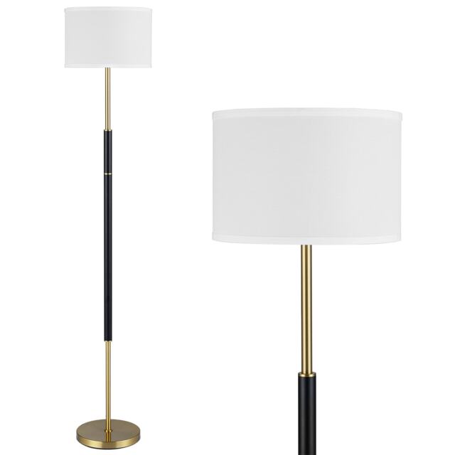 COSTWAY Linen Fabric Floor Lamp with Powder Coated Metal Frame