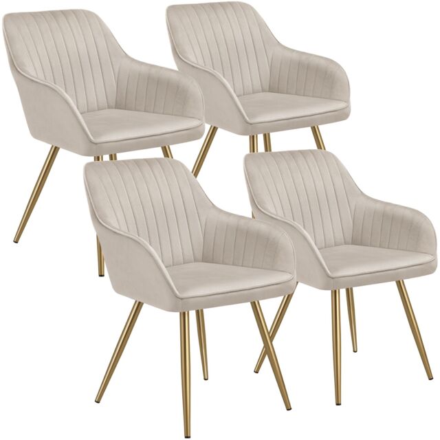 Dining Chair Marilyn - quilted velvet, continuous backrest, gold steel legs Grey taupe/gold One Size 4