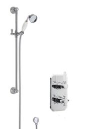 Balterley Traditional Concealed Twin Valve & Slide Rail Shower Set - Chrome/White - Balterley