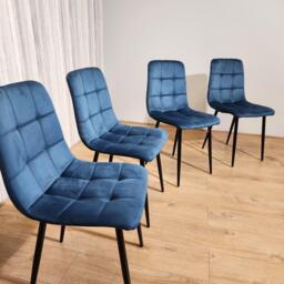Dining Chairs Set Of 4 Blue Tufted Chairs Velvet Chairs, Soft Padded Seat Living Room Chairs , Kitchen Chairs ,Dining Room Livin