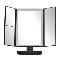 Interiors by Premier Portable Tri Fold Border Black Table Mirror, Tri Fold Design Table Mirror, Versatile Small Table Mirror Black