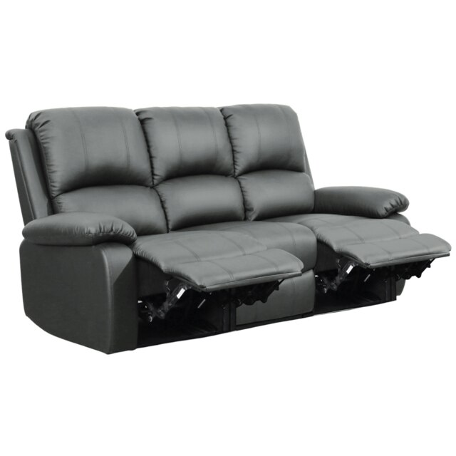 PU Faux Leather Reclining Sofa Set With 2-Seater and 3-Seater Sofa In Dark Grey