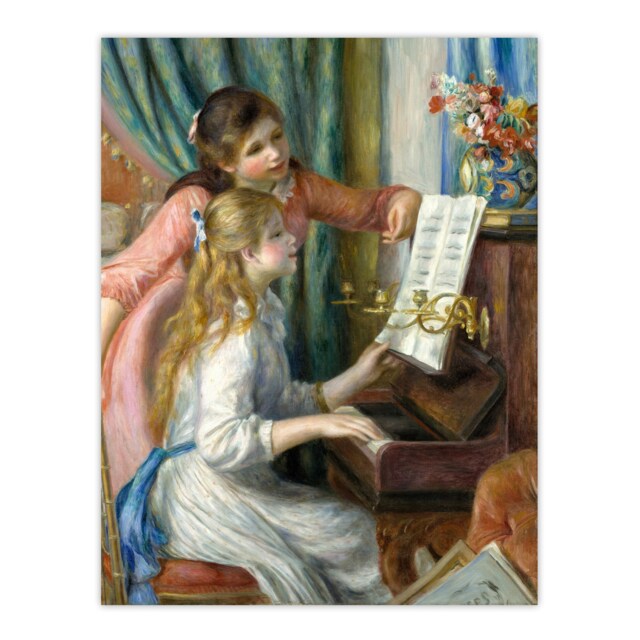 "Two Young Girls at the Piano Renoir Vintage Huge Wall Art Poster Print 24X32"""