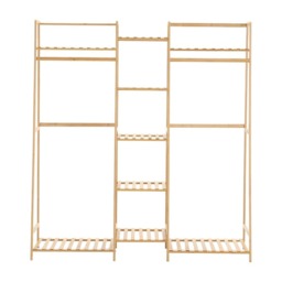Living and Home Bamboo Clothing Rack with 5 Tier Storage Shelves
