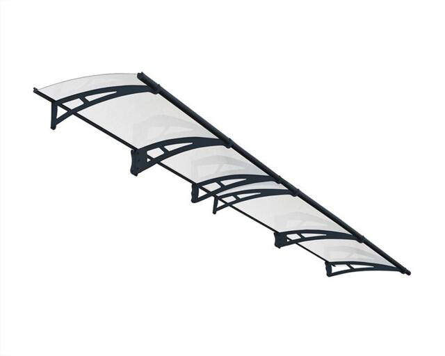 Patio Cover Aquila Door Awning Canopy 4100 Clear - Acrylic - L412 x W91.5 x H17.5 cm - Grey Grey