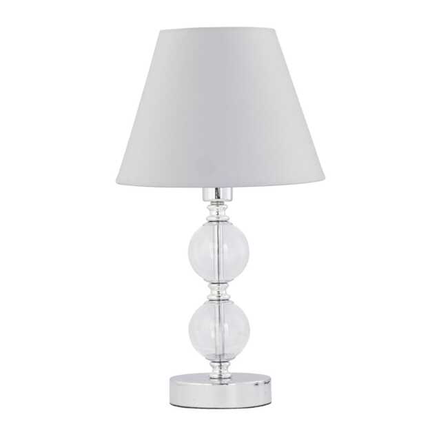 Chrome Two Ball Table Lamp with Ivory Off White Shade Chrome White Medium 1