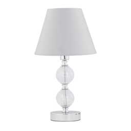Chrome Two Ball Table Lamp with Ivory Off White Shade Chrome White Medium 1