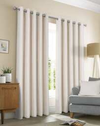 Amberley - Thermal Interlined Chenille Curtains - Eyelet - 100% Polyester (Natural, 66'' x 72'' - 168cm x 183cm (Pair)) Cream Cream