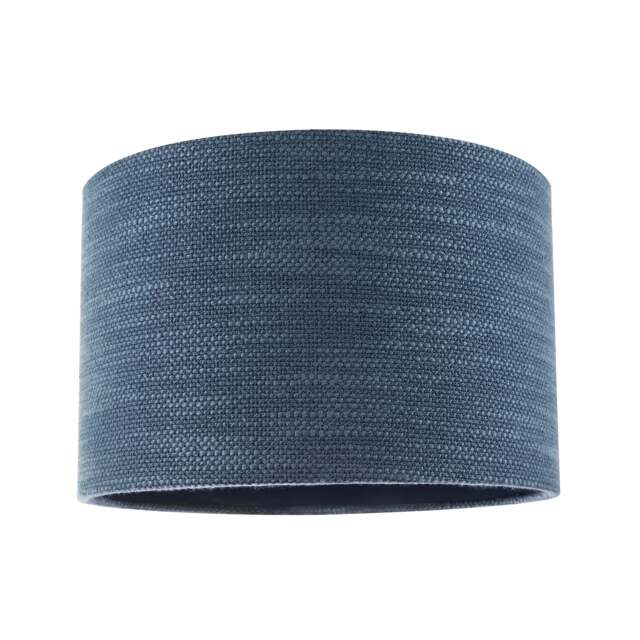 "Designer Bobbled and Textured Linen Lamp Shade in Navy Midnight Blue Blue 12"""