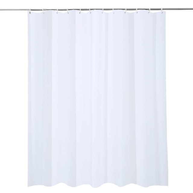 PEVA Plain Mould & Mildew Resistant Shower Curtain with 12 Hooks - 180x180cm
