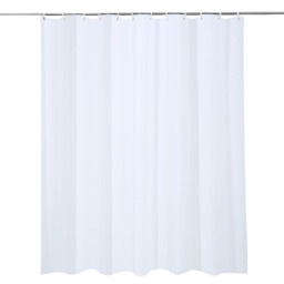 PEVA Plain Mould & Mildew Resistant Shower Curtain with 12 Hooks - 180x180cm