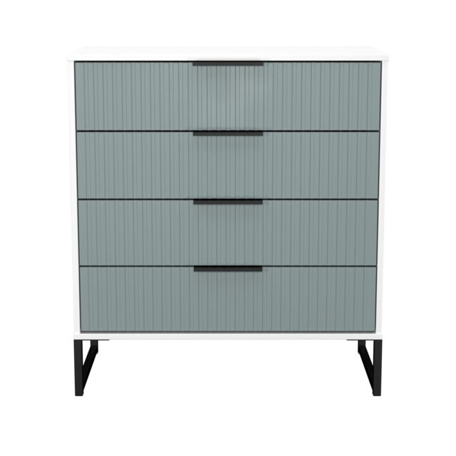 Menai 4 Drawer Chest of Drawers in Duck & White Matt (Ready Assembled) Blue Duck & White Matt