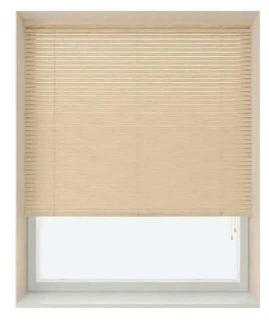 75cm Natural 25mm Slat PVC Venetian Blind (152cm Drop) Brown Natural