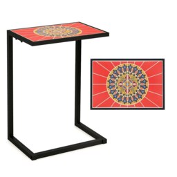 COSTWAY C-Shaped Outdoor Coffee Snack Table Laptop Stand Red