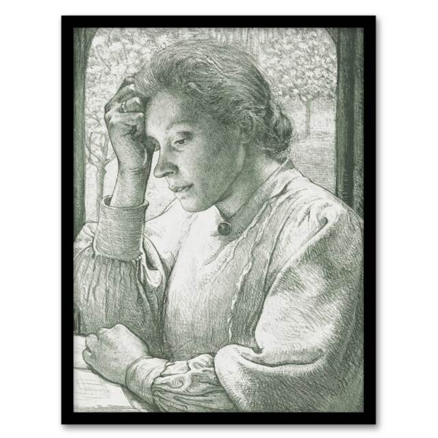 "Pencil Portrait of Henriette Holst Framed Wall Art Print 12X16"""