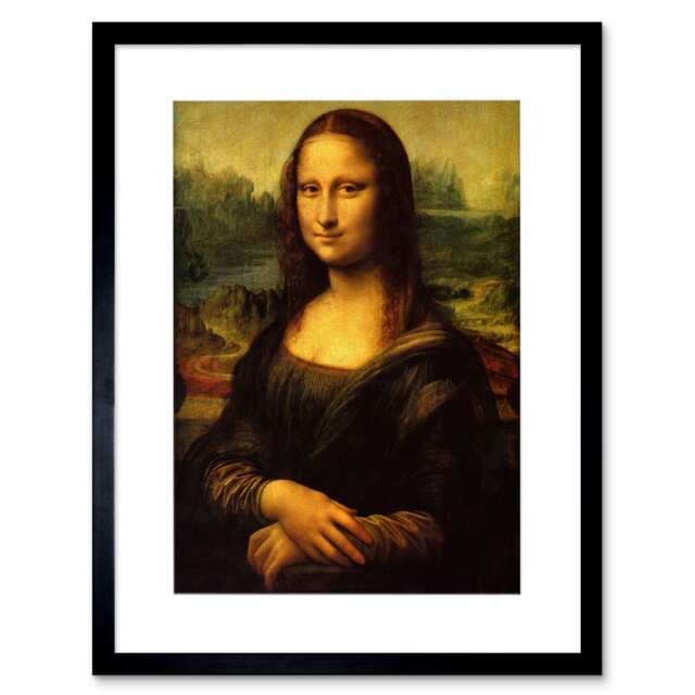 "Painting Study Da Vinci Mona Lisa Detail 12x16"" Framed Wall Art Print"