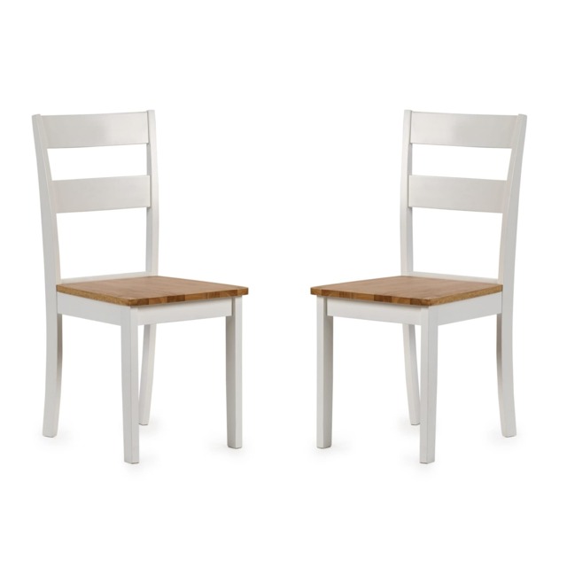 Westbury Elegant White and Natural Dining Chairs - Set of 2