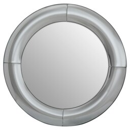 Orsina Silver Round Wall Mirror, Art Deco Style Decorative Mirror For Living Room, Hallway, Silver Frame Wall Mirror