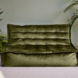 Kota Velvet XL Bean Bag Sofa Olive Green Bean Bag Chair Green Olive Green 1