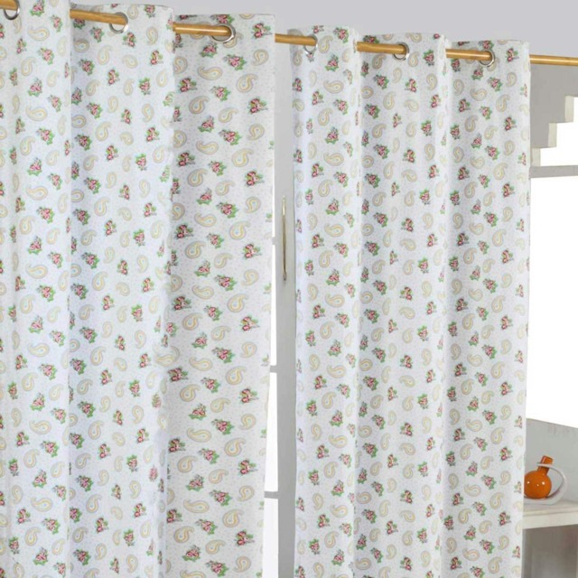 Homescapes Paisley and Dots Ready Made Eyelet Curtain Pair - 137 x 228 cm Drop