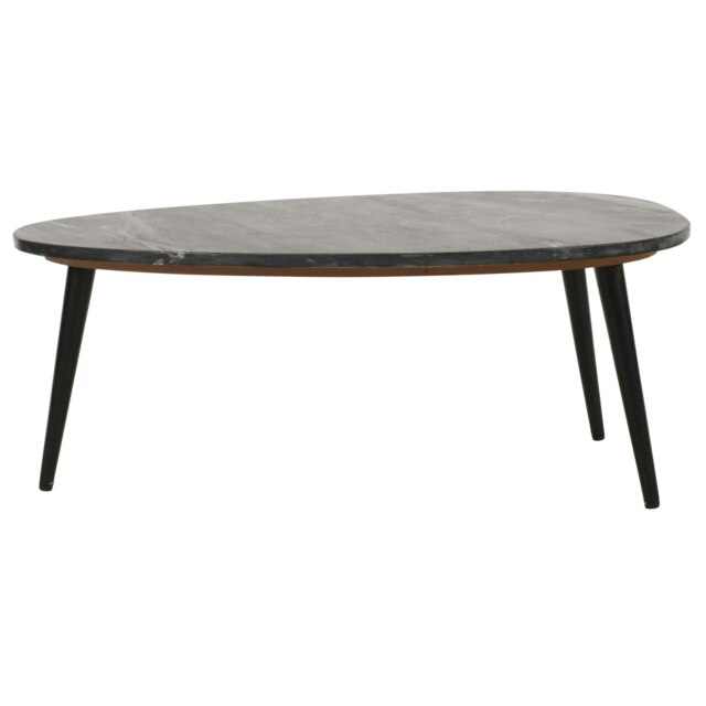 Miel Coffee Table With Black Marble Top and Metal Legs Black