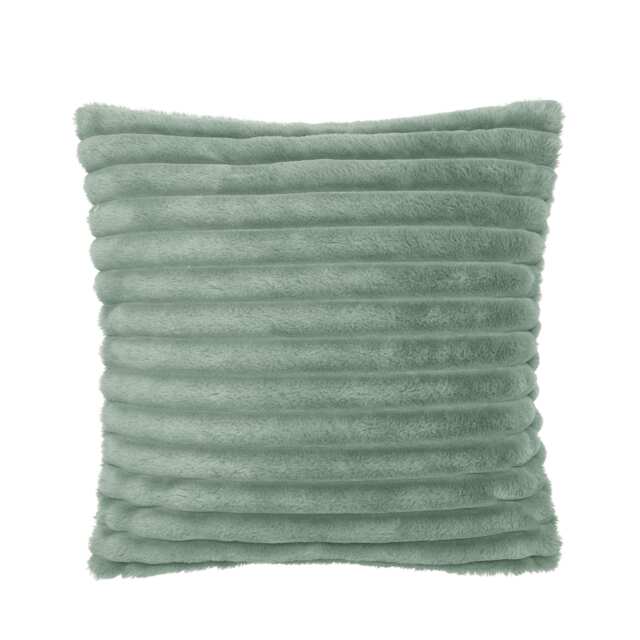 Catherine Lansfield Cosy Ribbed Faux Fur Soft Touch Cushion Green 45x45cm