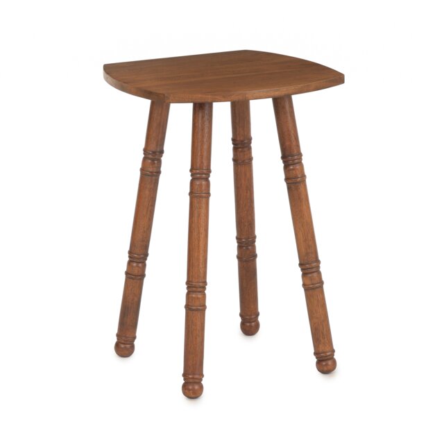 Spritz Solid Mango Wood Side Table with Turned Legs for Bedroom
