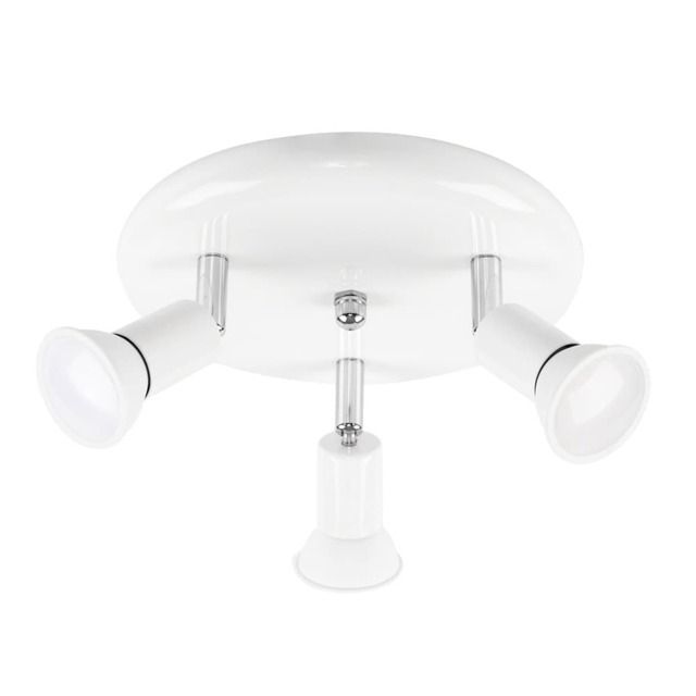 ValueLights Modern Gloss White Chrome 3 Way GU10 Ceiling Spotlight
