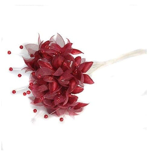 Burgundy Pearled Baby's Breath Fabric Flowers - Bunch of 12