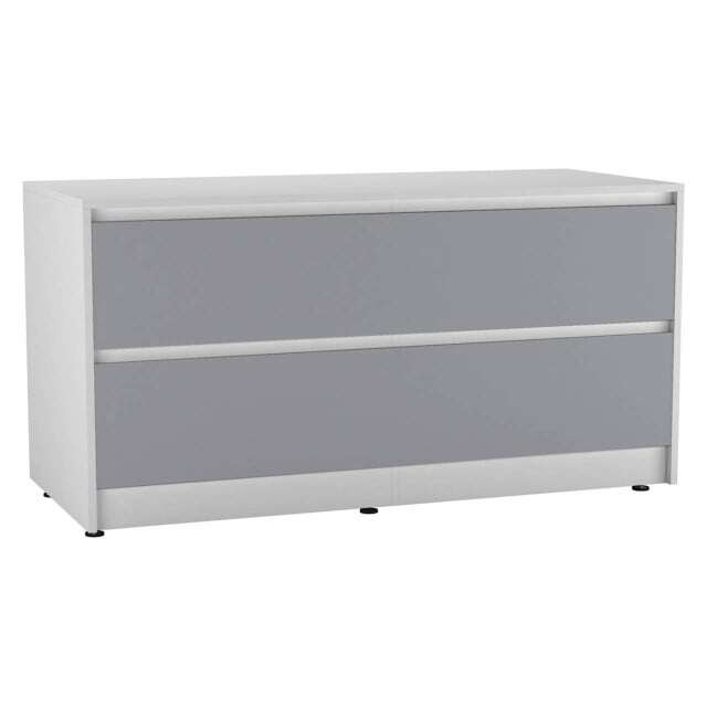 URBNLIVING 4 Drawer Wide Chest Of Drawers Bedroom Storage Unit Multi White Carcass + Grey Drawers