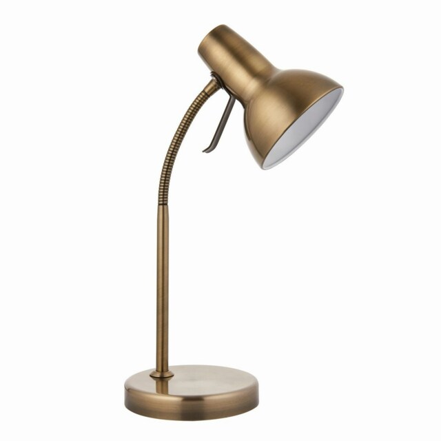 Amalfi LED 1 Light Table Lamp Antique Brass, Gloss White Paint, GU10