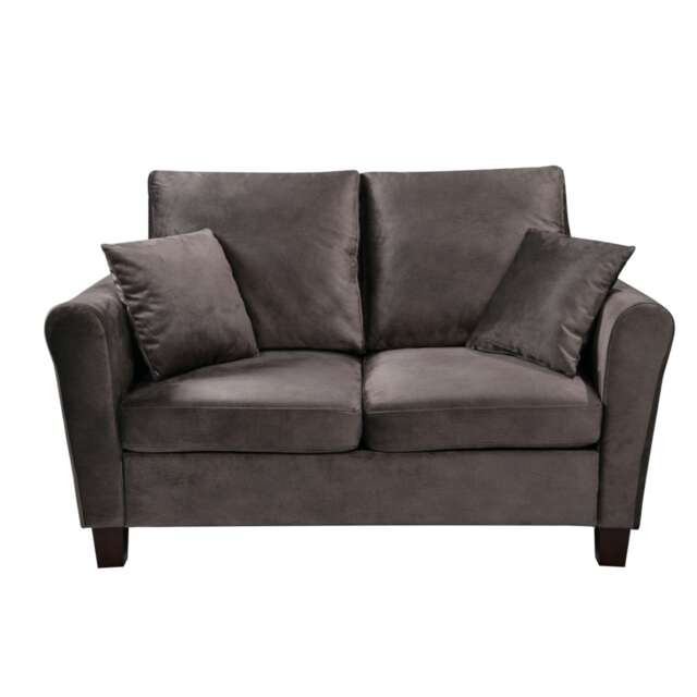 Plush Velvet 2 Seat Sofa in Mink
