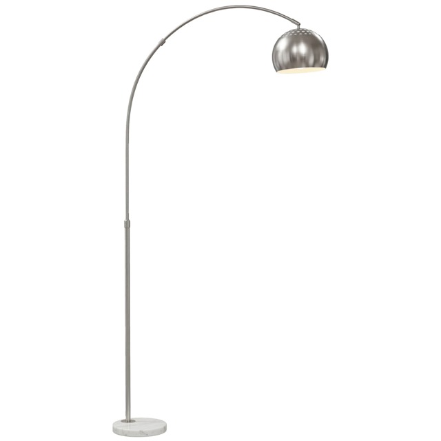 HOMCOM Arc Floor Lamp for Living Room, Free Standing Tall Lamp Silver