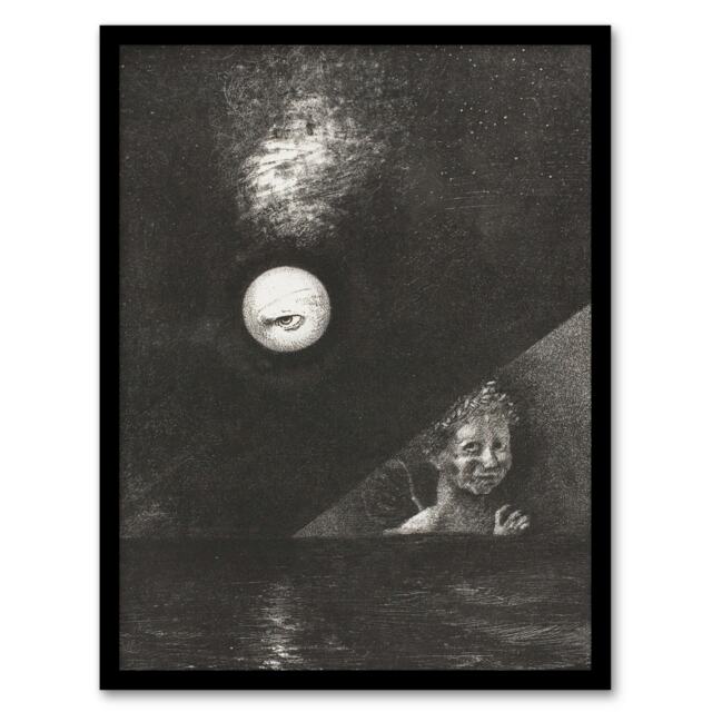 "Angel of Certitude and Questioning Eye Redon Framed Wall Art Print 12X16"""