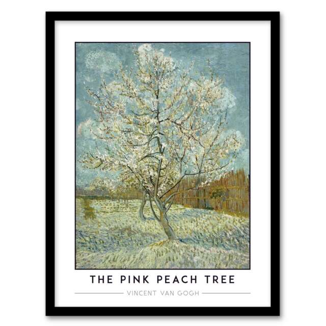 Van Gogh The Pink Peach Tree Souvenir de Mauve Framed Wall Art Print A4 Blue