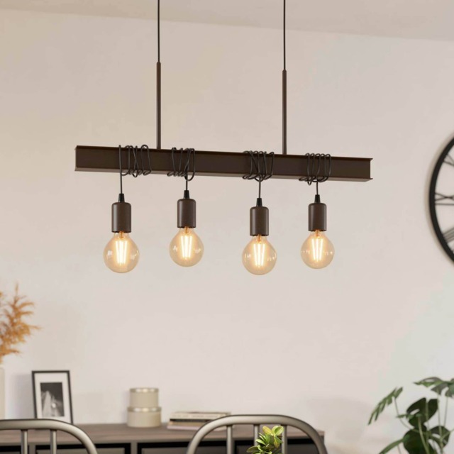 EGLO Townshend 4 Antique Brown & Black Steel 4-Light Pendant