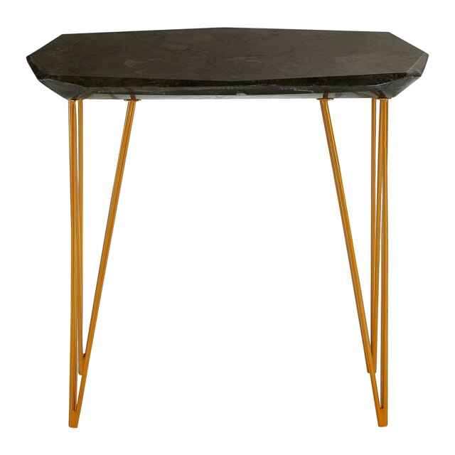 Durable Large Black Marble Top Side Table, Modern Metal Side Table, Chic Constructed Modern Side Table Black