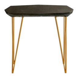Durable Large Black Marble Top Side Table, Modern Metal Side Table, Chic Constructed Modern Side Table Black