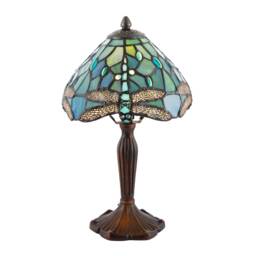 Handmade Emerald Green Stained Glass 8 Inch Tiffany Lamp with Dragonfly Design Green Emerald Green 1