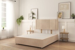 "Sloomy Langston Sand Naples Divan Bed Base No Drawers With 26"" Strutted Headboard 3' Single"