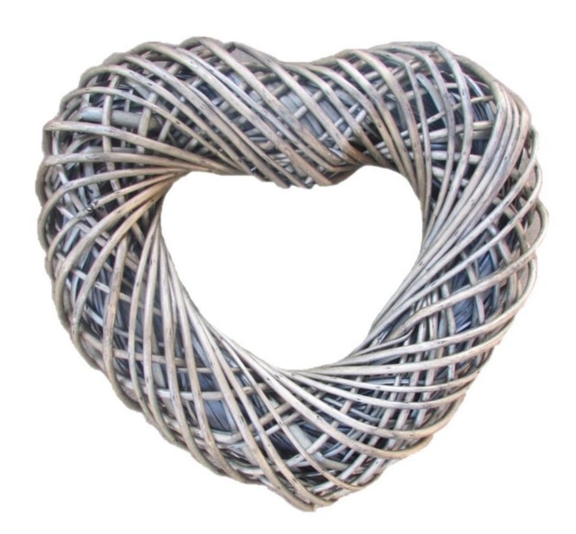 Wicker Medium Heart Shaped Wreath Brown Natural