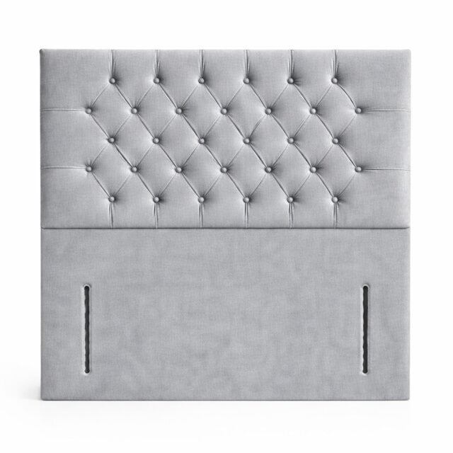 Floorstanding Headboard Silver Plush Chesterfield 5FT Kingsize 54inch High