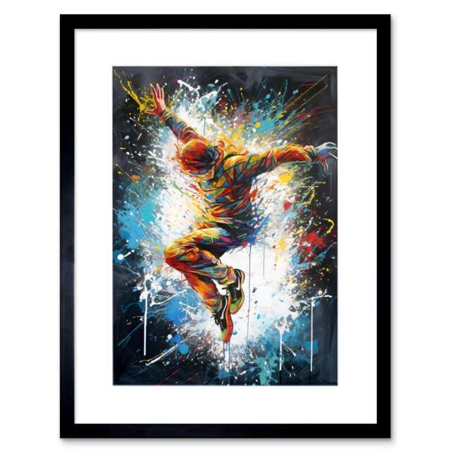 "Parkour Free running Jump Portrait 9x7"" Black Framed Wall Art Print"