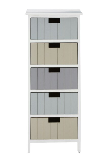 Interiors By Premier Stylish White 5 Drawers Chest, Modern Chest Of Drawers For Livingroom, Minimalist Storage Chest For Lounge Multi