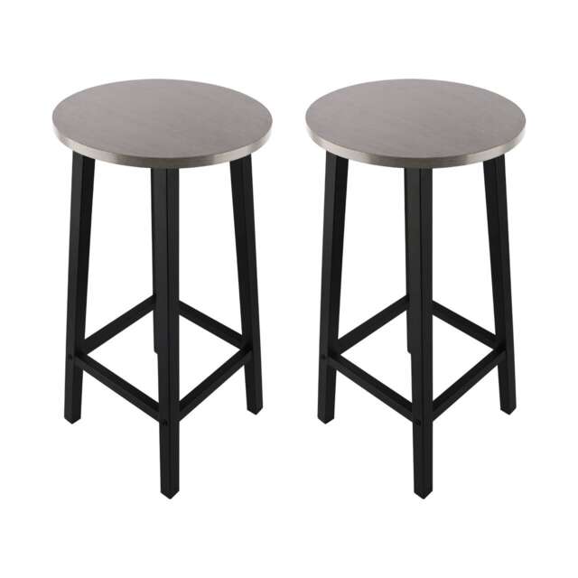 Groundlevel Set Of 2 Wooden Tall Bar Stools Bar Chair Breakfast Kitchen Counter Grey Grey
