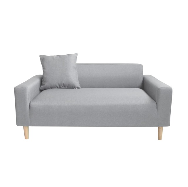 Compact 2-Seater Scandi Loveseat with Wooden Legs - Light Grey Grey Light Grey Two Seater 1