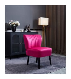 Groundlevel Crushed Velvet Shell Accent Chair Living Room Furniture Pink Pink